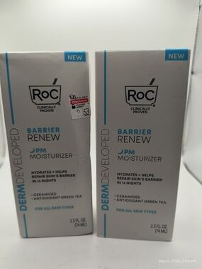 2 RoC Barrier Renew PM Moisturizer - Night Repair Hydrating Cream New